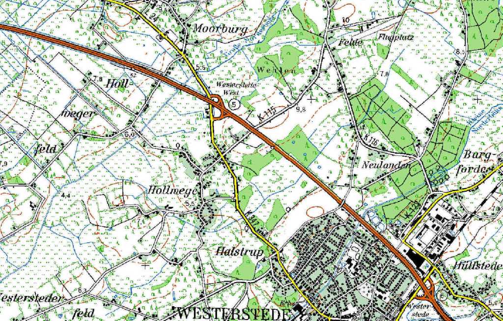 Topographic Map from Hollwege (TK50-1998)