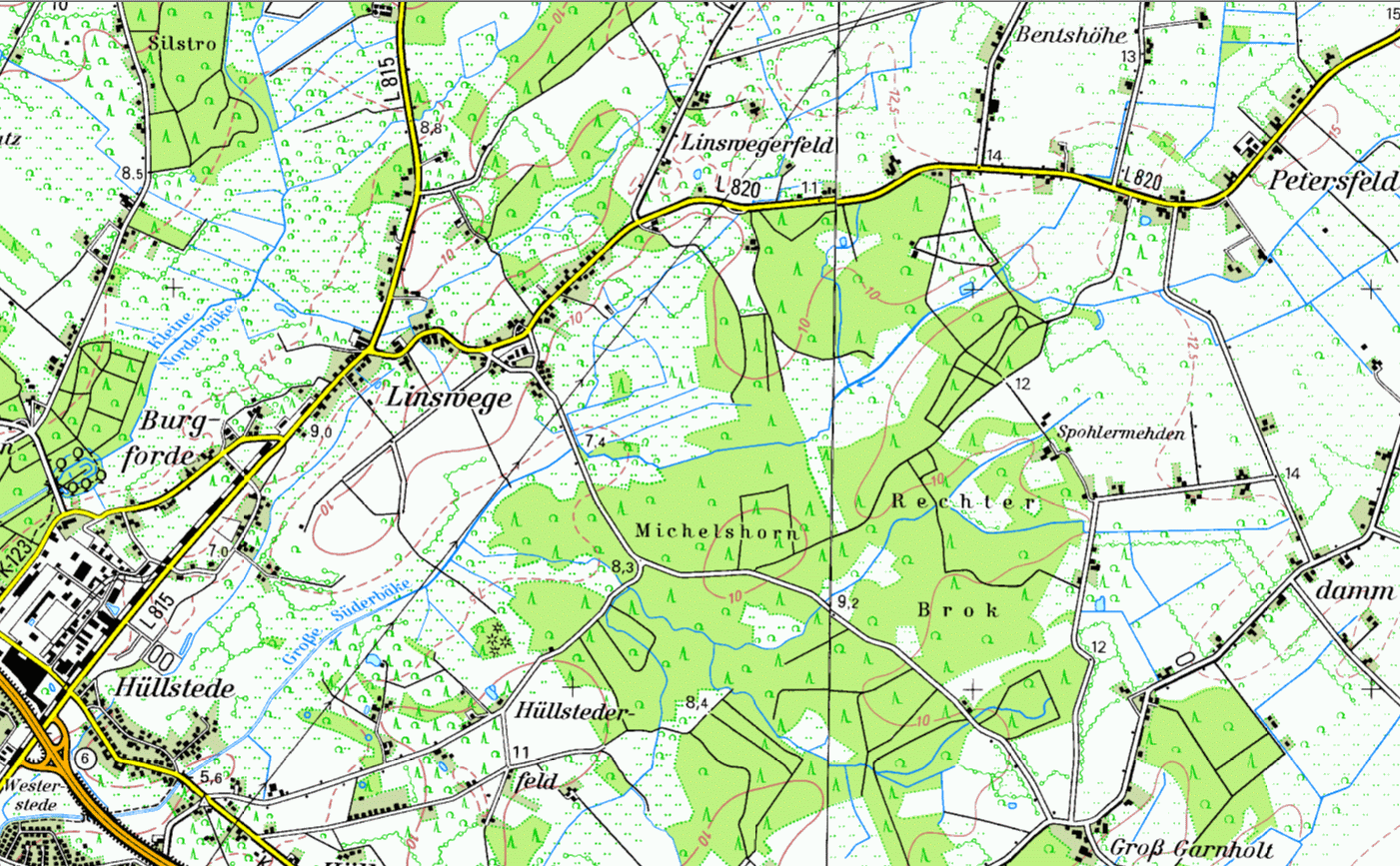 Topographic Map from Linswege (TK50-1998)