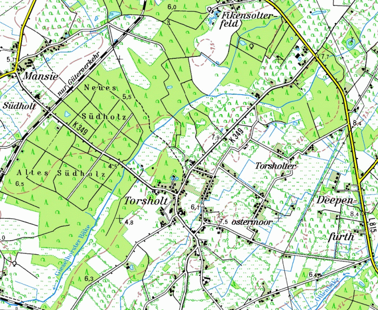 Topographic Map of Torsholt (TK50-1998)